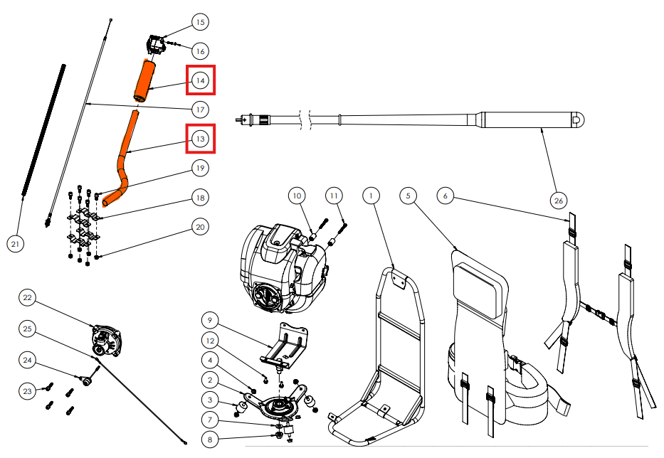 Throttle Control Handle (P015) Spare Part for TVIBH Honda Backpack Vibrator