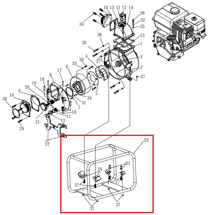 Vibration Isolation Mount Spare Part for TW3H 3" Honda Trash Pump
