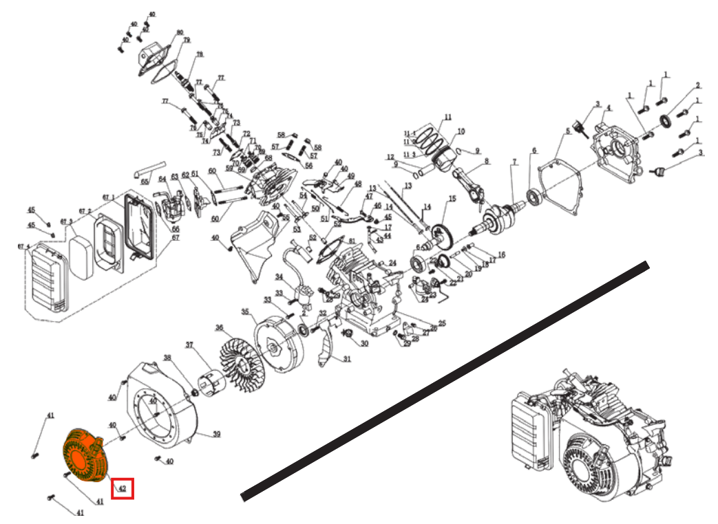 Recoil Starter Spare Part for TWG120A 120 Amp Welder Generator