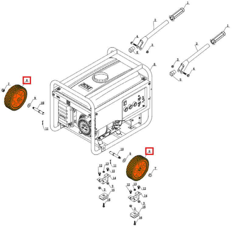 Wheel Kit Spare Part for TWG120A 120 Amp Welder Generator