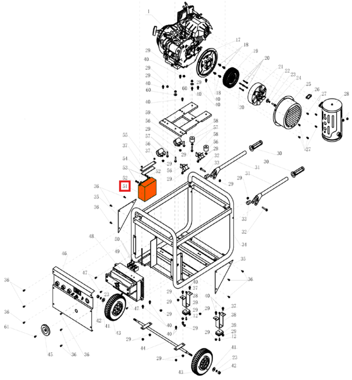 Capacitor (210A.07.0001) (Part 51) Spare Part for TWG210A 210 Amp Welder Generator
