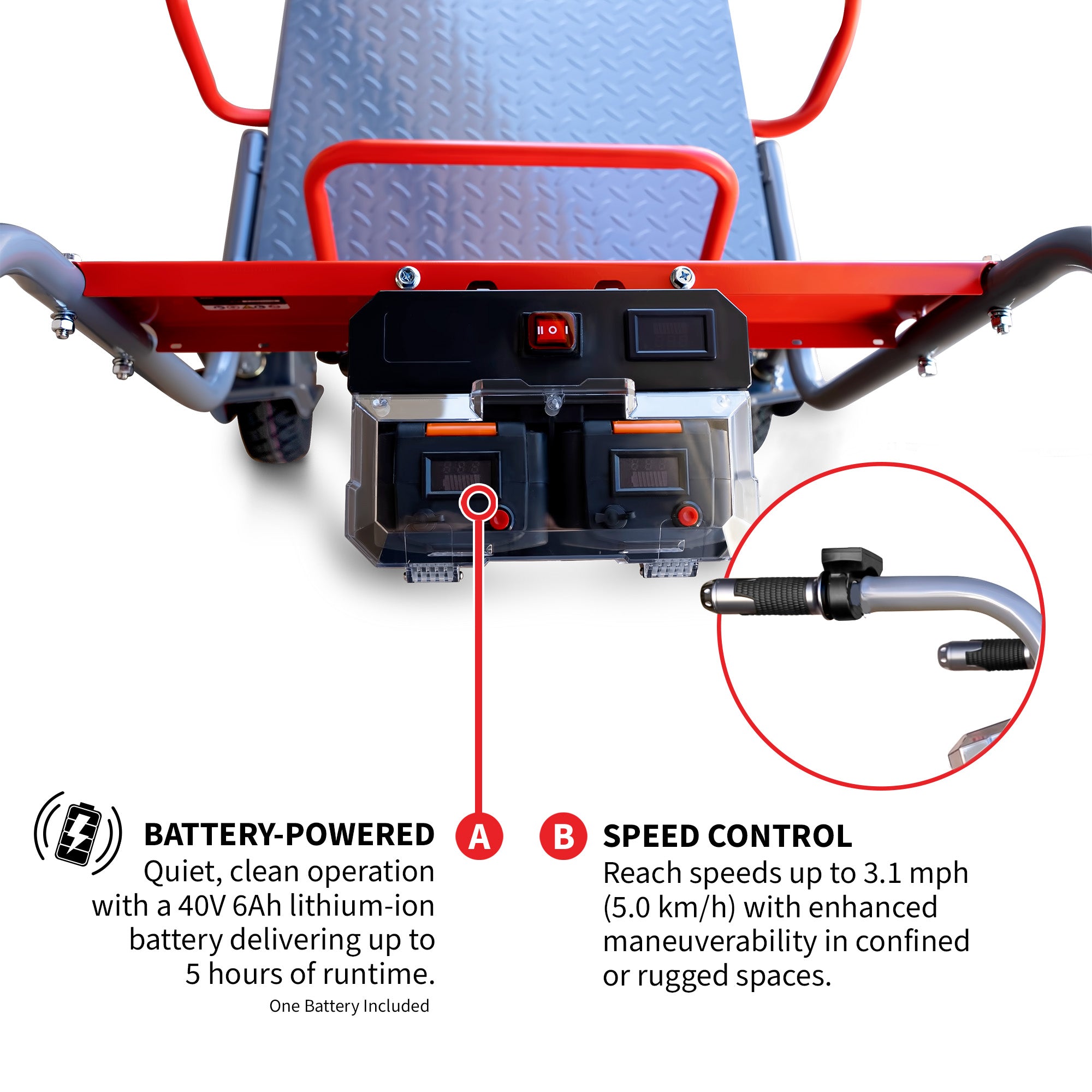 Tomahawk Electric Track Cart 330 lbs Load Capacity Battery Powered Utility Cart with Rubber Tread