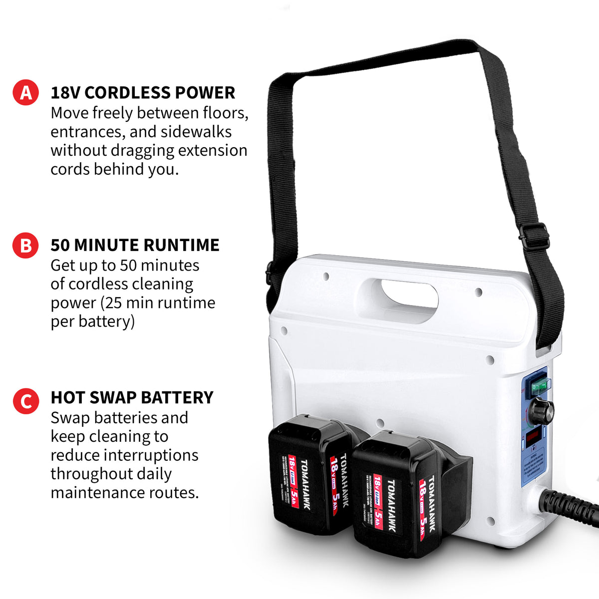 Commercial Gum Remover 18V Battery-Powered Cordless Steam Cleaning Machine 1 Liter Tank All-Natural System for Sidewalks Schools Hotels & Public Spaces