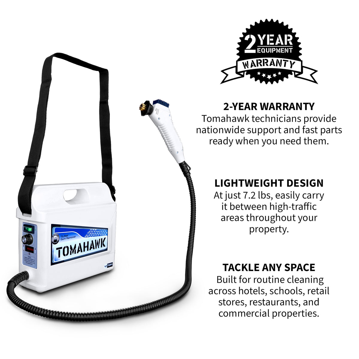 Commercial Gum Remover 18V Battery-Powered Cordless Steam Cleaning Machine 1 Liter Tank All-Natural System for Sidewalks Schools Hotels & Public Spaces