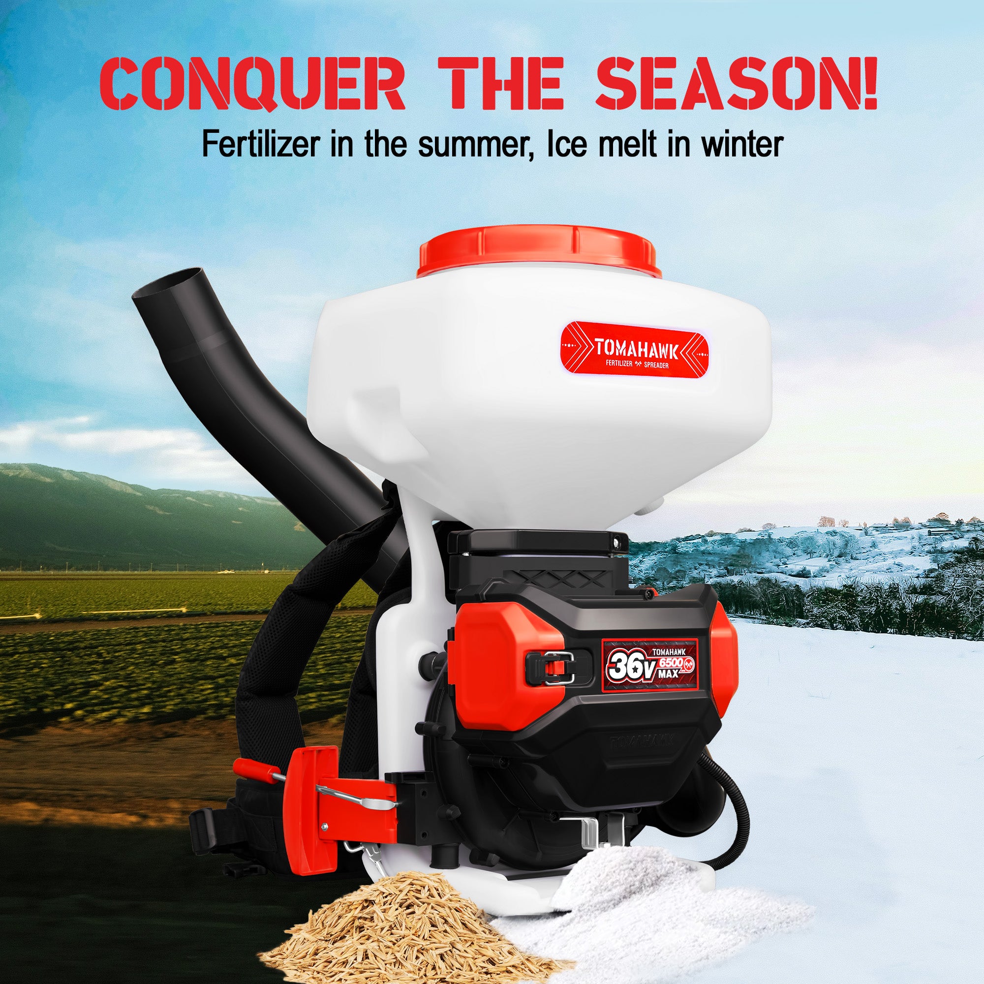 garden grass seed spreader 5 Gal Battery-Powered Fertilizer Spreader Broadcast Lawn Seed Ice Melt Salt No