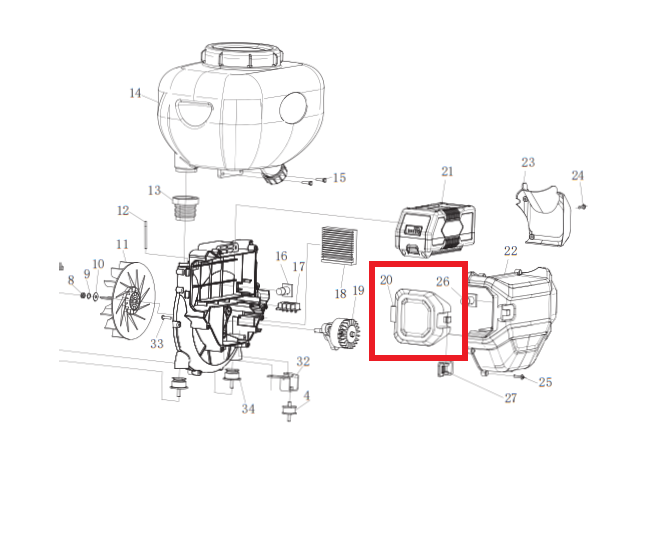 Battery Compartment Door (P030) Spare Part for eTMD14 4 Gal Battery Fogger