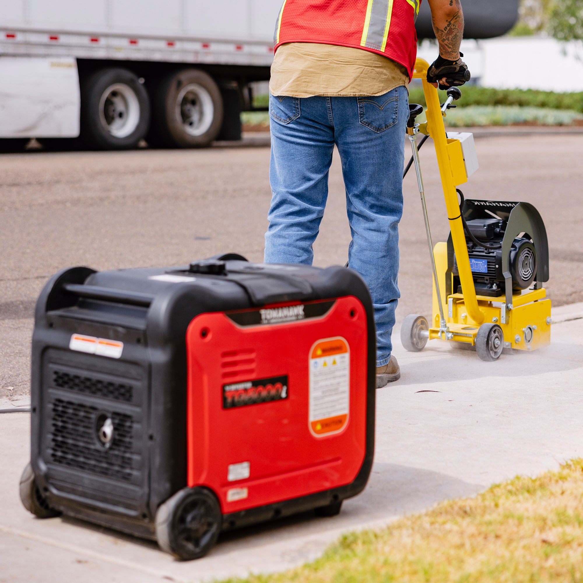 Pre Order: Electric 8” Concrete Scarifier Planer Grinder for Sidewalk Trip Hazard Repair, Traffic Line Removal