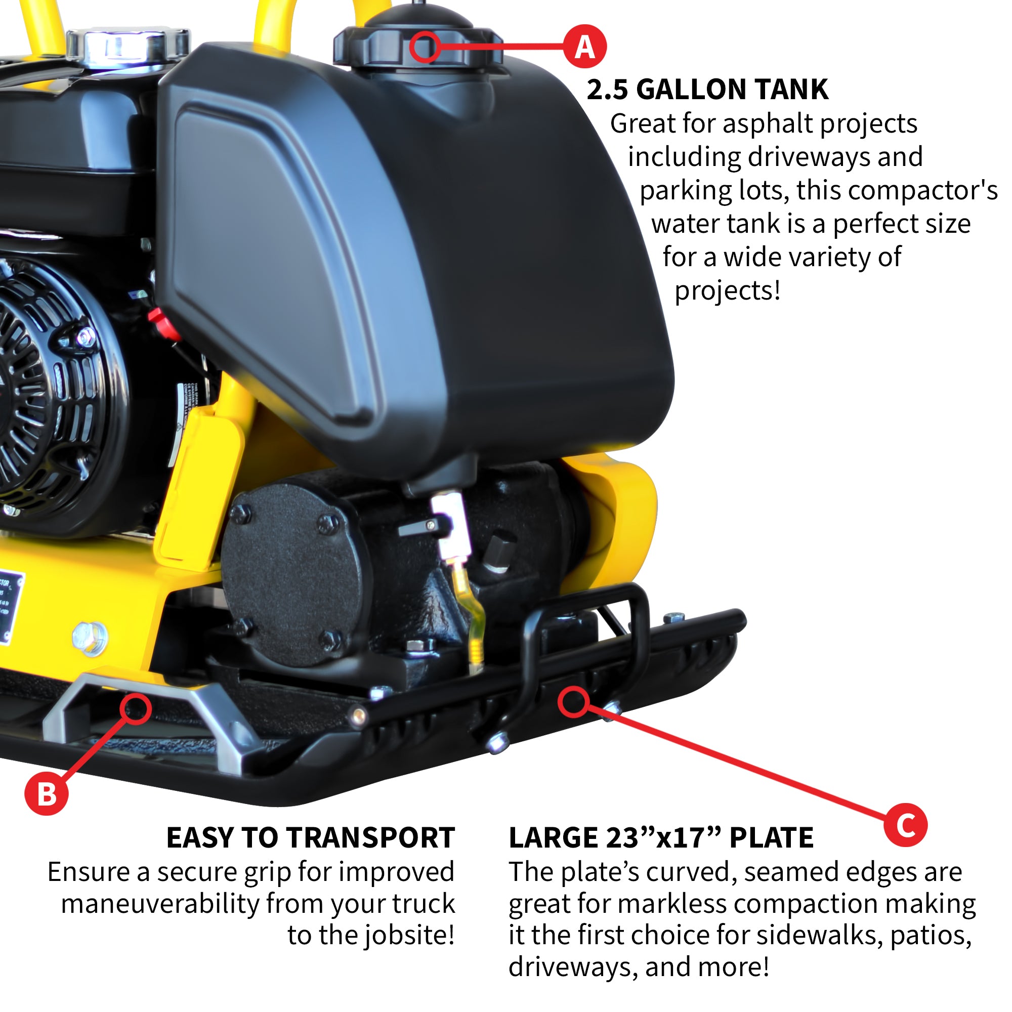 5.5 HP Honda Vibratory Plate Compactor 23x17" for Soil Asphalt Paver Compaction