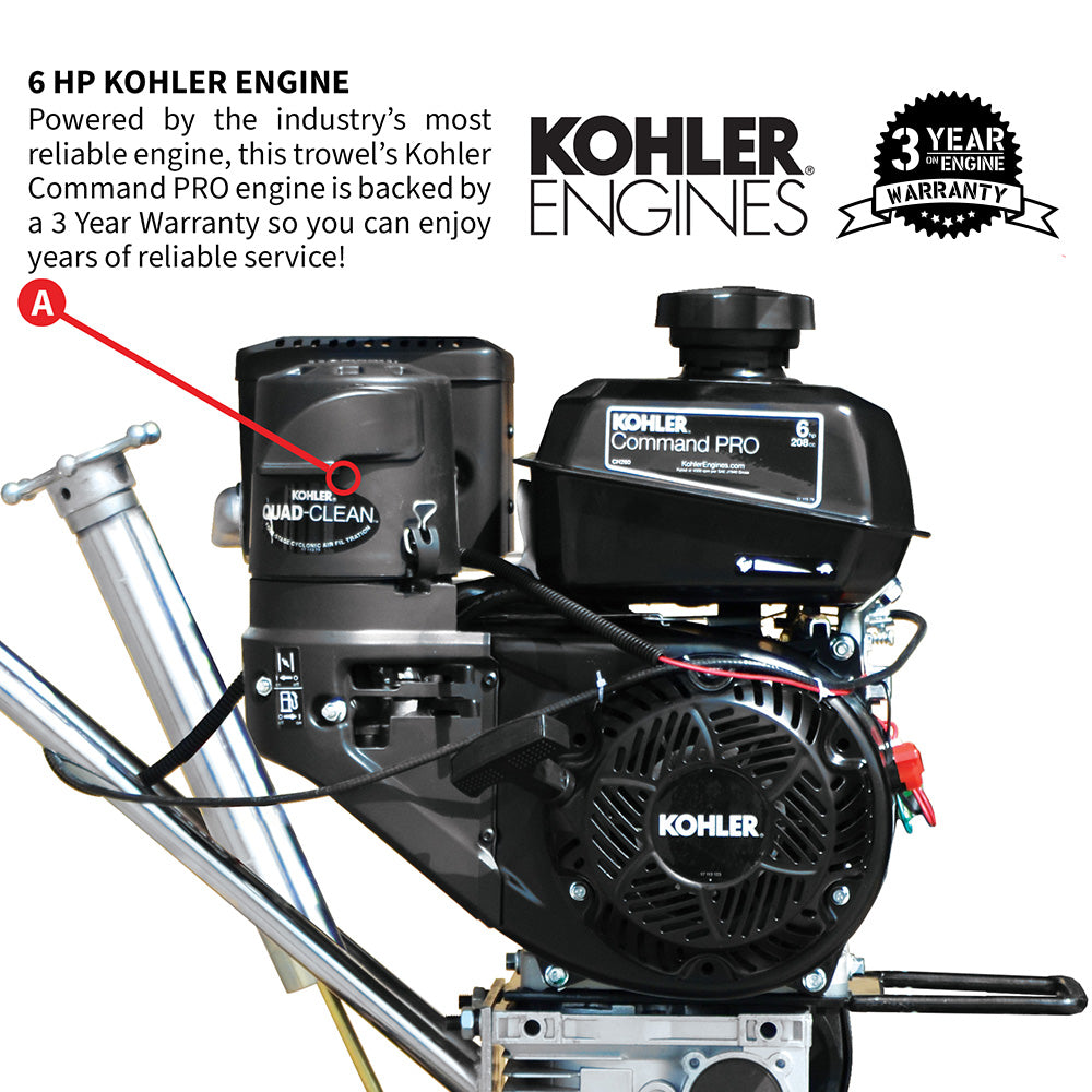 24" Concrete Power Trowel Edger 6HP Kohler Float Pan Blade Screed Finishing Tool
