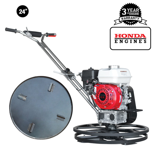 24" Concrete Power Trowel Edger 5.5HP Honda Float Pan Blade Screed Finishing Tool