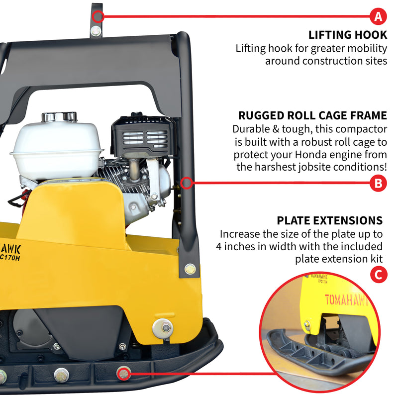 6.5 HP Honda Reverse Hydraulic Plate Compactor for Asphalt, Aggregate ...