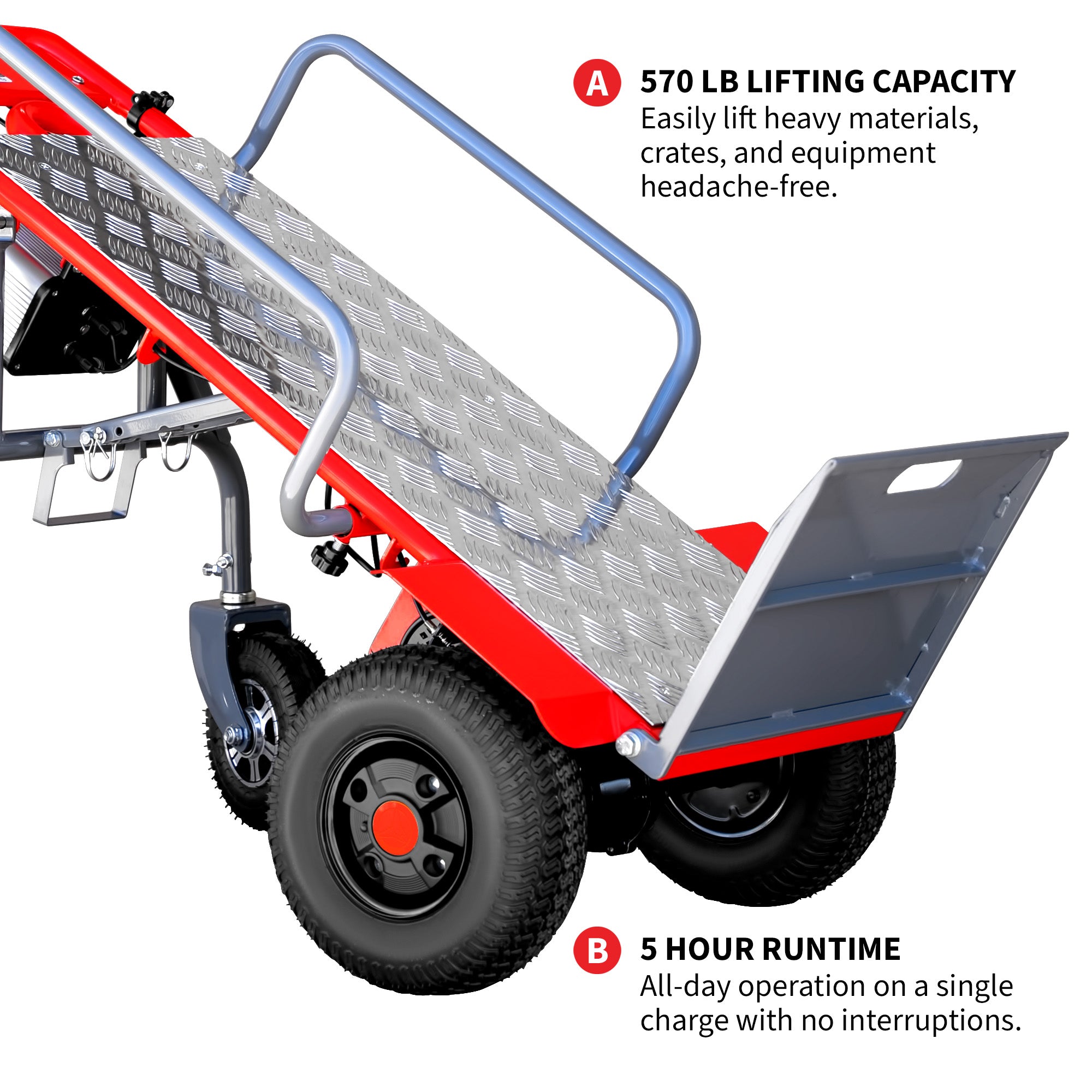 Electric Dolly Cart Hand Truck 570 lbs Capacity for Warehouses, Shops & Material Handling