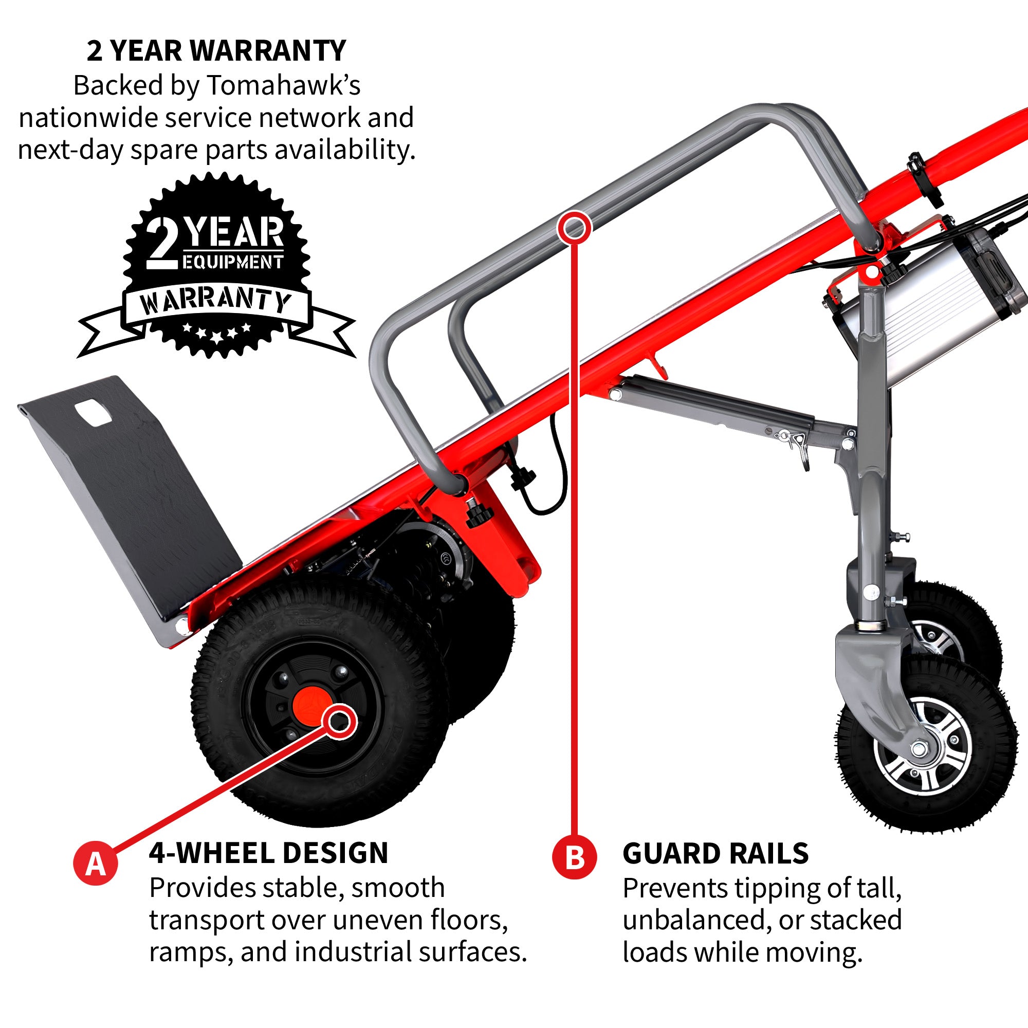 Electric Dolly Cart Hand Truck 570 lbs Capacity for Warehouses, Shops & Material Handling