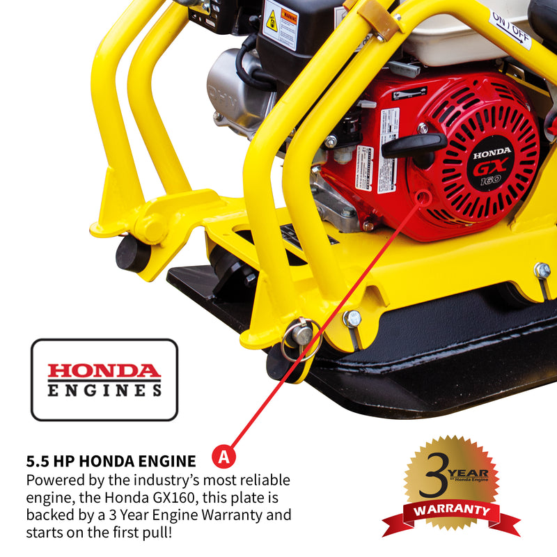 5.5 HP Honda Vibratory Plate Compactor for Asphalt Aggregate Soil Compation - Tomahawk Power