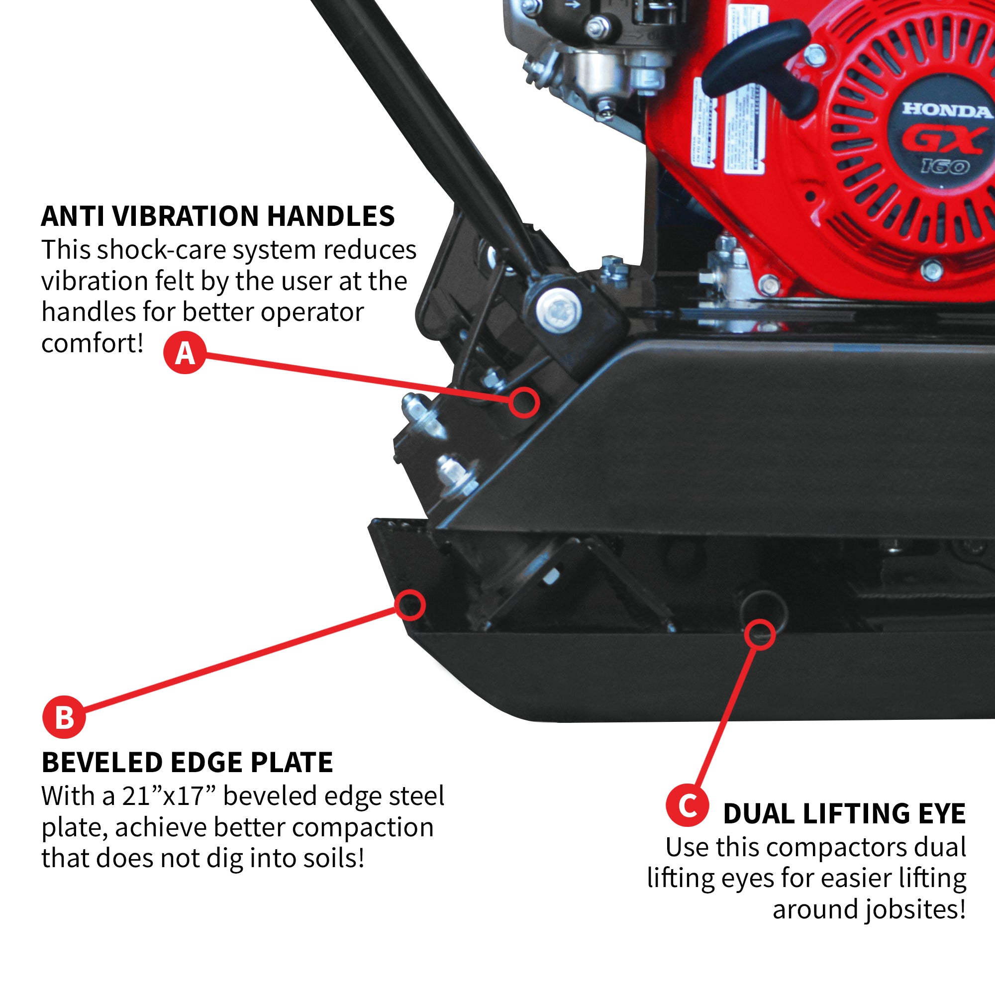 5.5 HP Honda Powered Gas Plate Compactor Tamper for Asphalt, Soil Compaction - Tomahawk Power