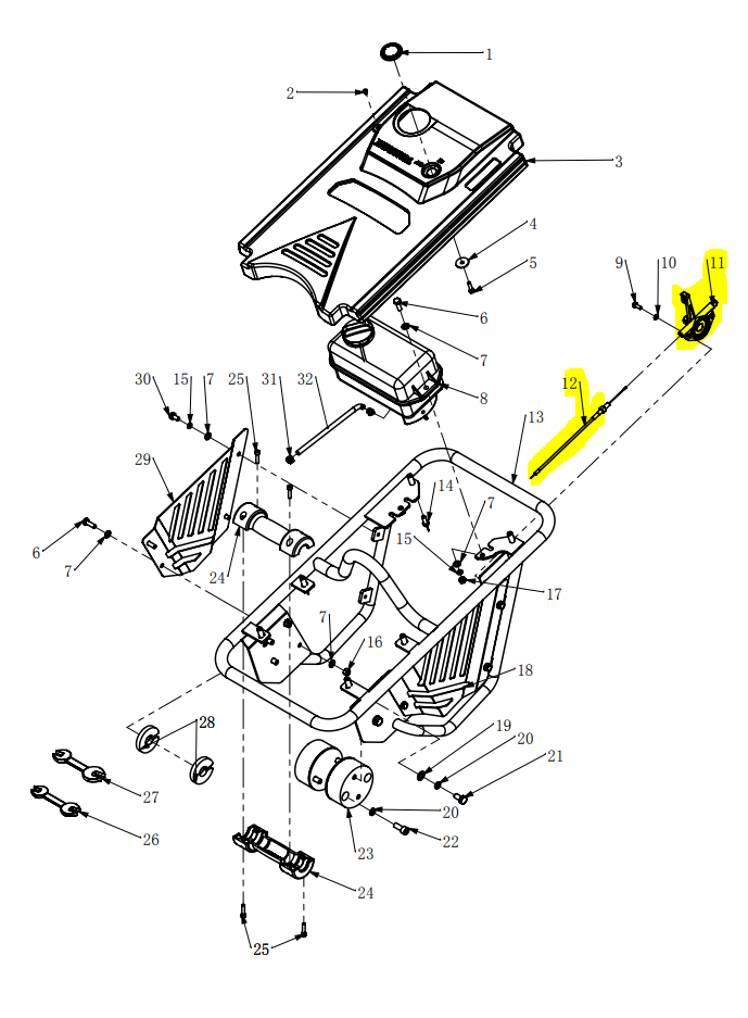 Throttle Assembly for JX60H and TR68H Tamping Rammer (1102-06000-3) & (1101-06000-4)