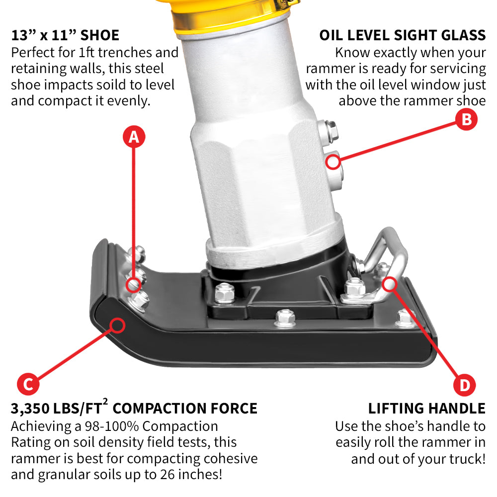 3 HP Honda Vibratory Rammer Tamper with Honda GX100 Engine 3350 lbs/ft