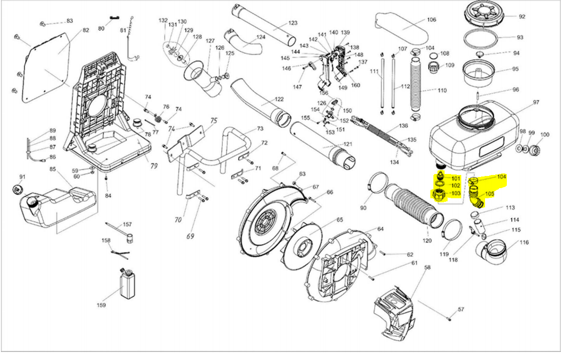 Connector Flange Tube for TMD14 Backpack Fogger (Part 101-105)