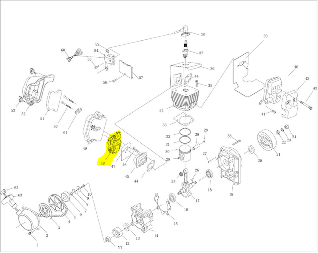 Carburetor for TMD14 Backpack Sprayer (1E48FP-E.4)