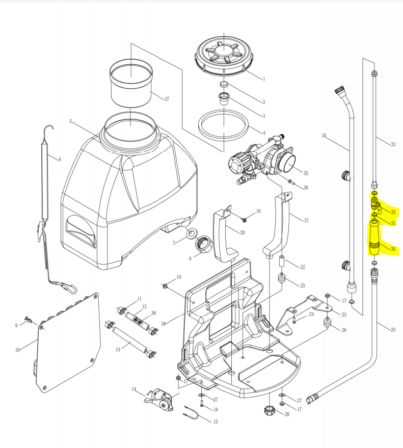 Handle Press Shut-off Valve Trigger for TCS6.5 Sprayer