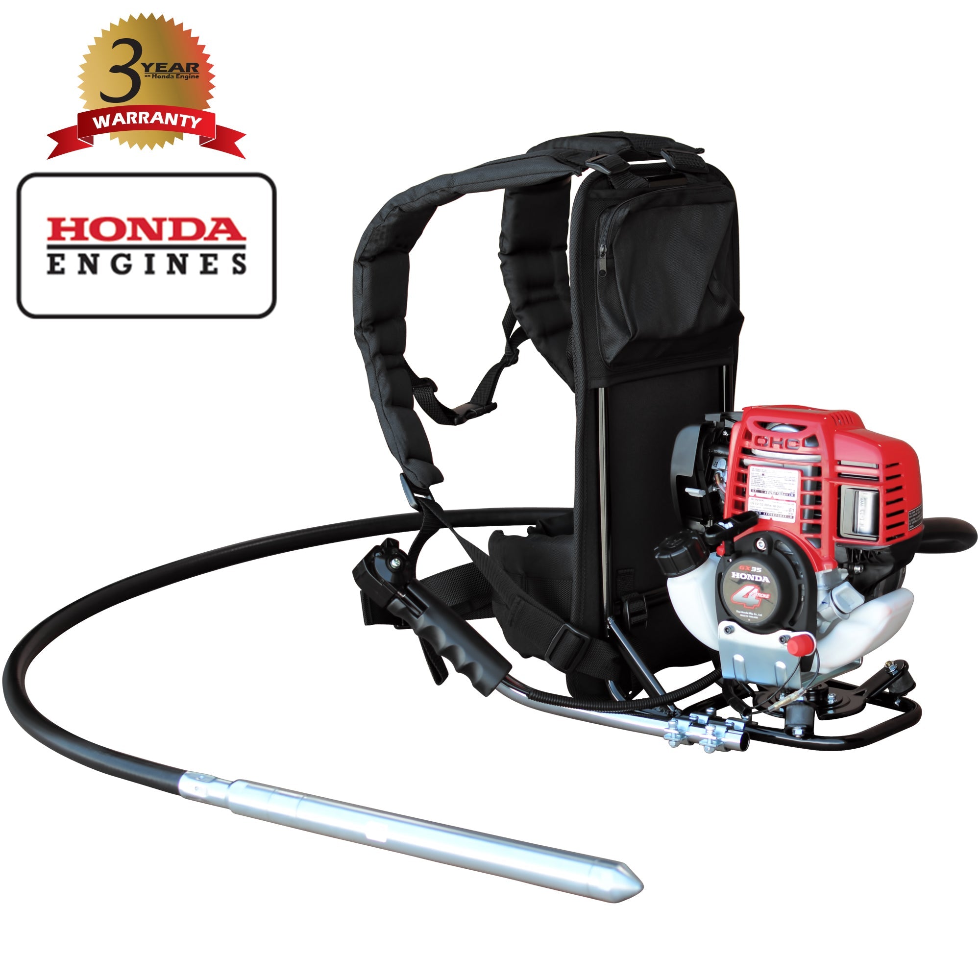 Factory Reconditioned 2HP Honda Concrete Vibrator with 10ft Flex Shaft Cable Whip Backpack