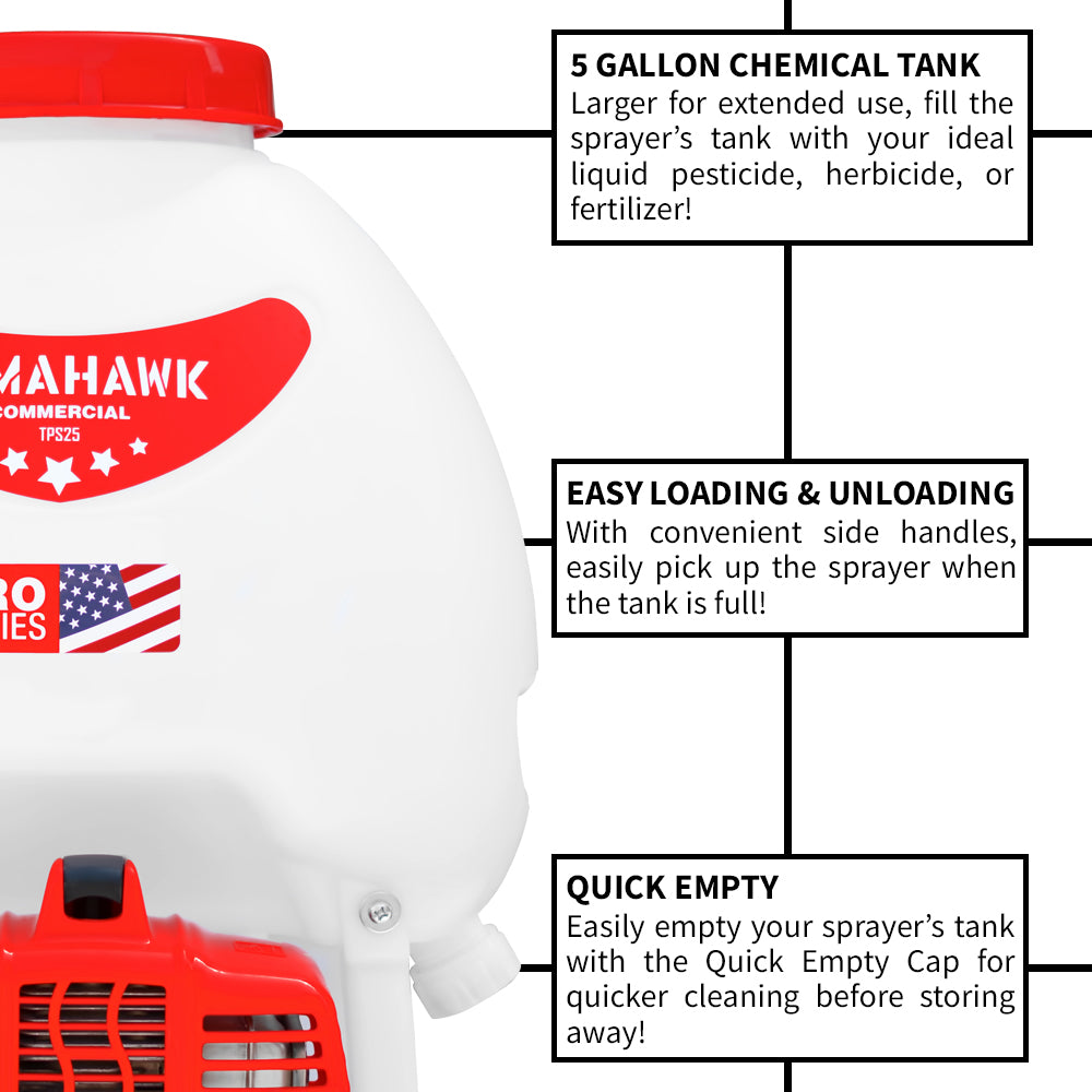 commercial herbicide sprayer Tomahawk Power 5 Gal. Gas Power Backpack Sprayer with Twin Tip Nozzle for Pesticide, Disinfectant and Fertilizer