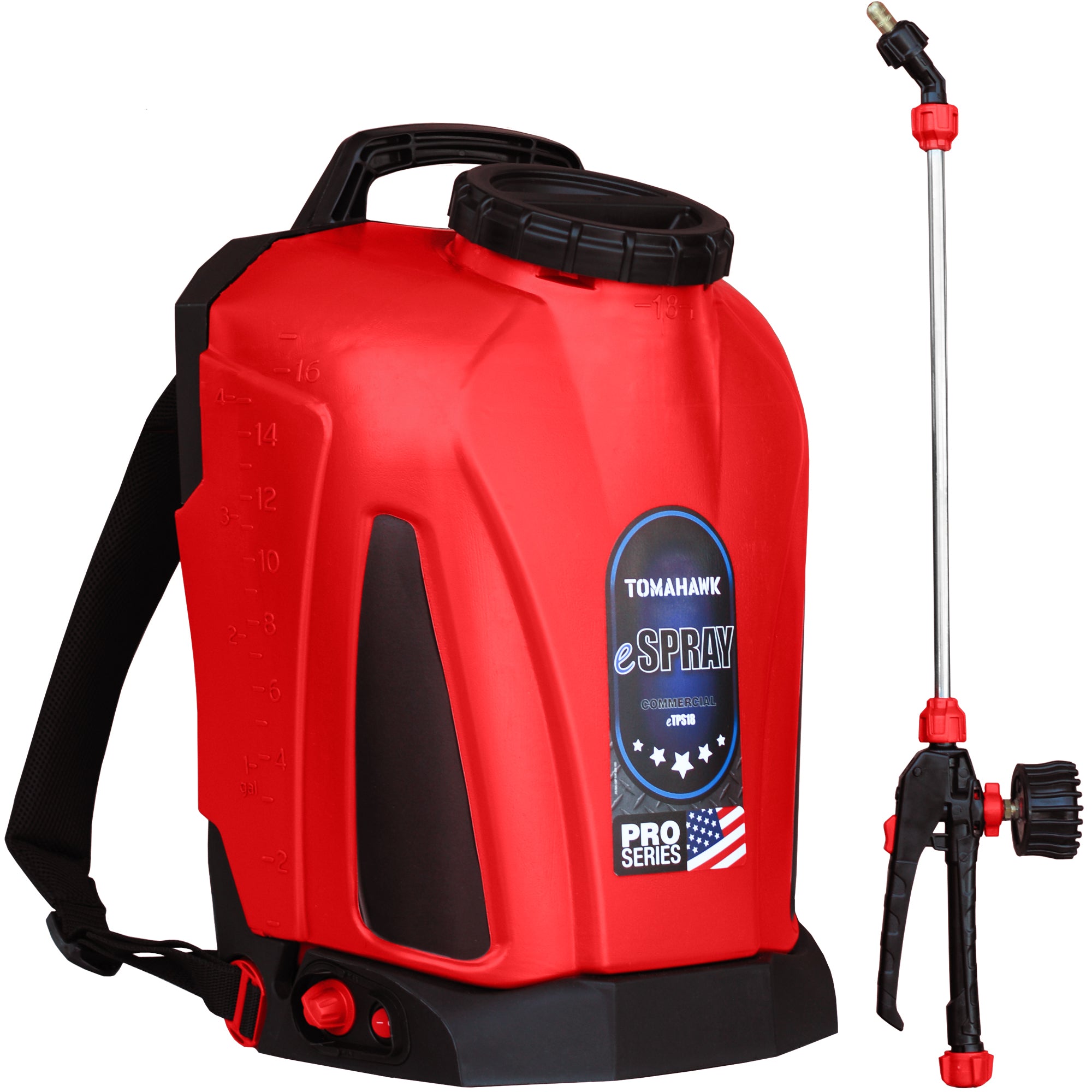 Image of Red battery powered weed sprayer