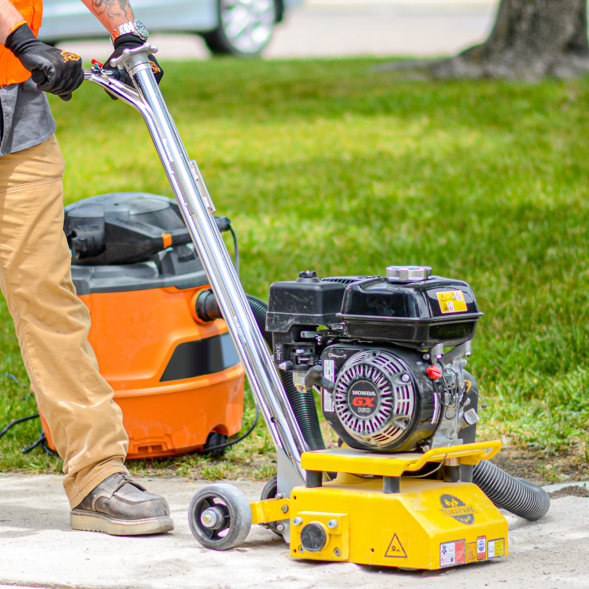 8” Gas Concrete Scarifier Planer Grinder with 5.5 HP Honda Engine & Drum