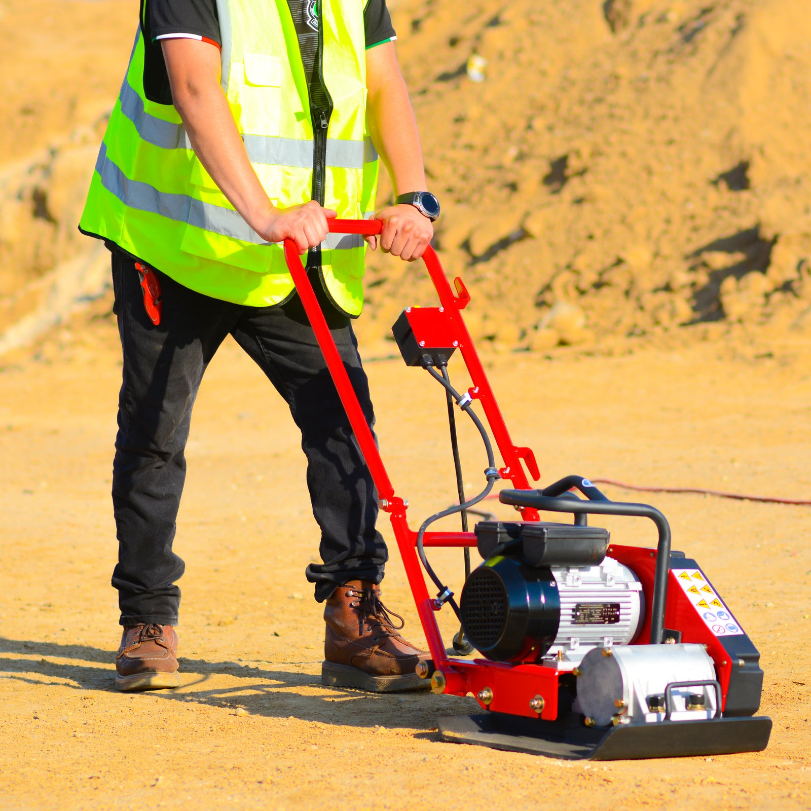 Ground Compactor Machine 2 HP Electric Vibratory Plate Compactor Tamper for Gravel Soil Compact ...