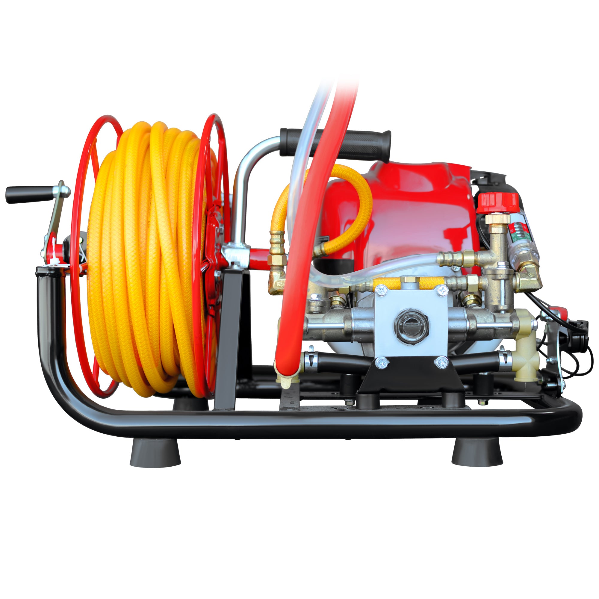 herbicide sprayer hose reel 1.3HP Skid Sprayer Barrel Mount Only with Honda GX35 100ft Hose and 500 PSI Pump for Pest Control