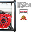 8 HP 3" Industrial Duty Trash Water Pump powered by Honda Portable Utility