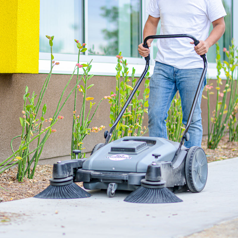 Commercial 38" Push Sweeper with Triple Power Brooms