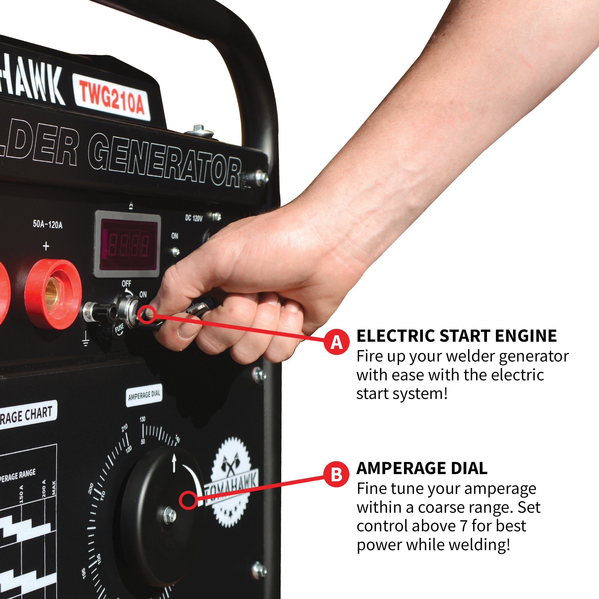 Factory Reconditioned 15 HP Gas Powered Portable 2,000 Watt Generator with 210 Amp Welder